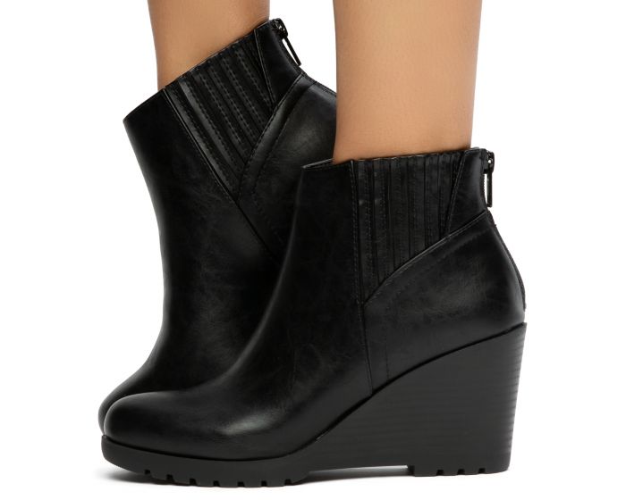 FORTUNE DYNAMICS Pesto-S Ankle Wedge Booties FD PESTO-S-BLK - Shiekh