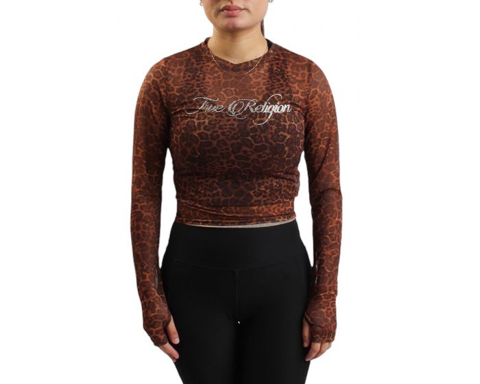 TRUE RELIGION LEOPARD CRYSTAL LONG SLEEVE TOP 208857C - Shiekh