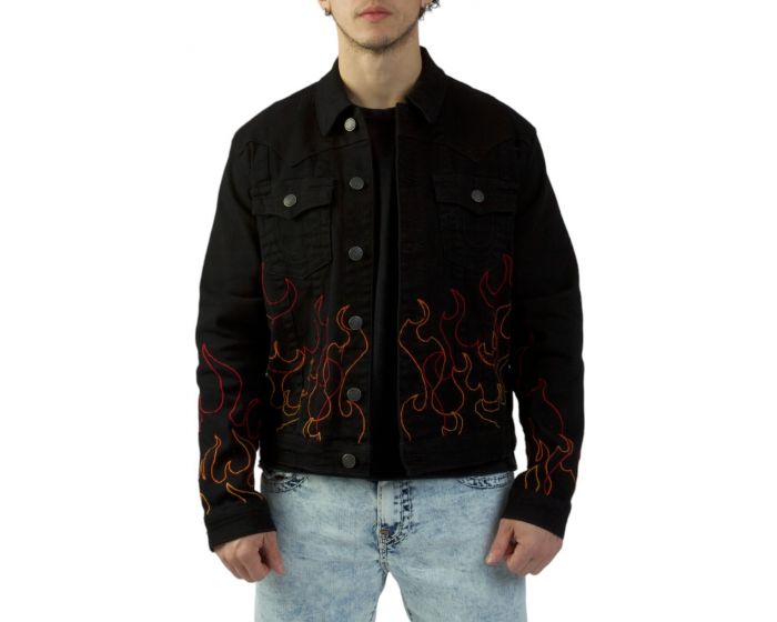 TRUE RELIGION Jimmy Flame Denim Jacket 108597CBLK - Shiekh