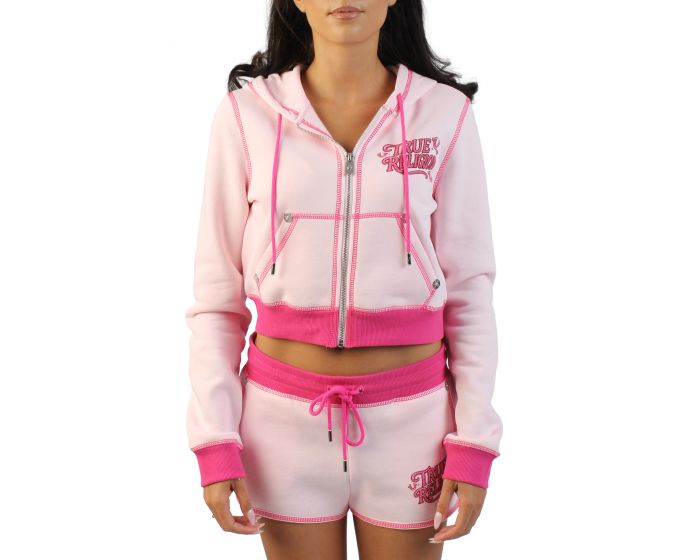 TRUE RELIGION Airbrush Crush Full-Zip Cropped Hoodie 210757C - Shiekh