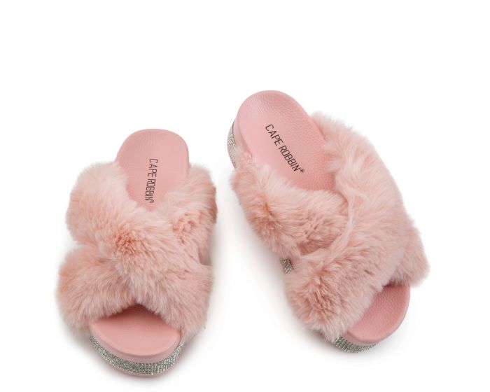 Cape Robbin Casino Furry Faux Fur Slides Slippers India