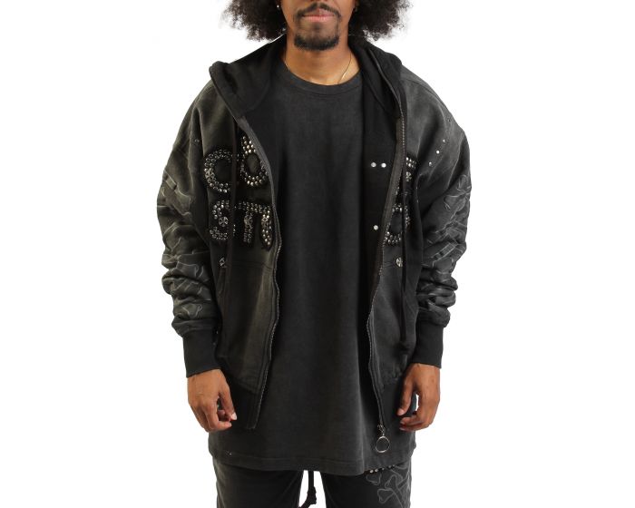 HUDSON Colere Bones Zip-Up Hoodie 619-BLK - Shiekh