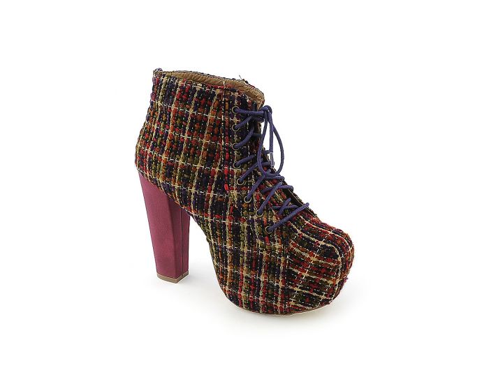 red platform ankle booties