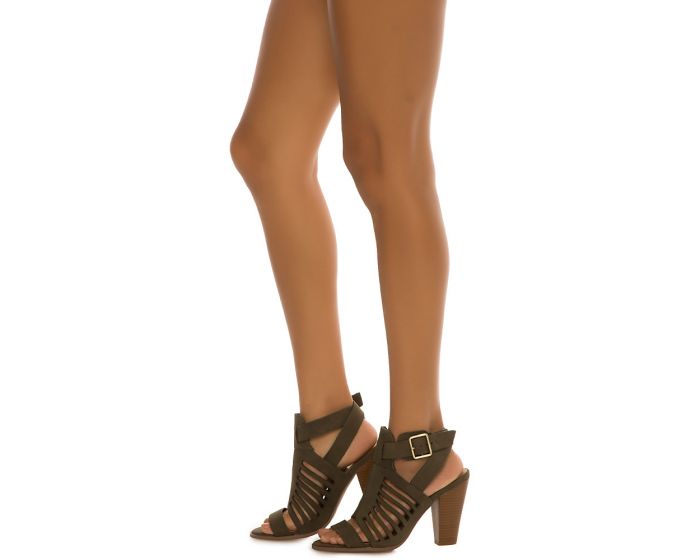 khaki pointed heels