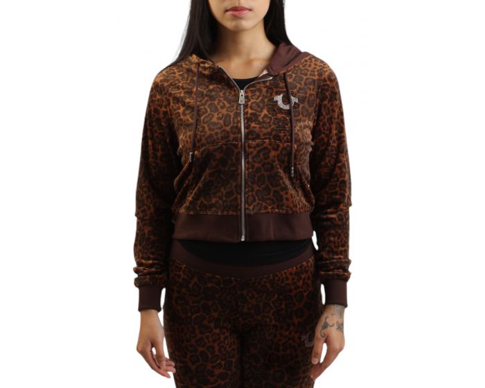 TRUE RELIGION Velour Leopard Zip Hoodie 208862C-2134 - Shiekh