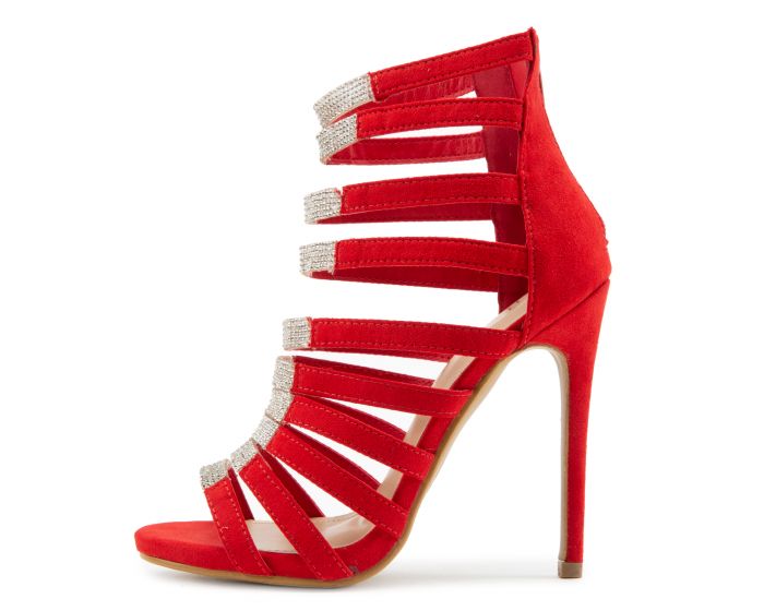 LILIANA Phantom-1 Caged Heels PHANTOM-1 RED - Shiekh