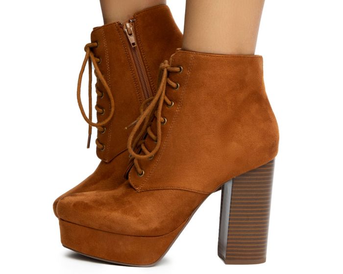 SHIEKH Erica-S Lace Up Booties FD ERICA-S-COG - Shiekh