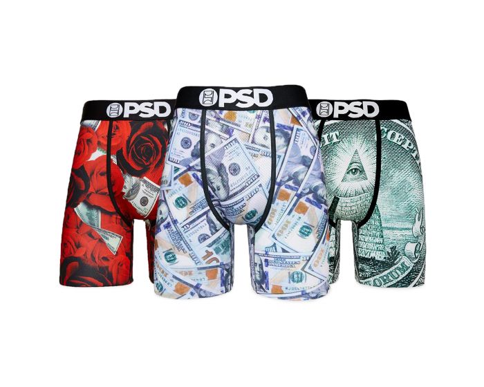 PSD Men's Luxury Funds 3-Pack Boxer Briefs, Multi, M at  Men's  Clothing store