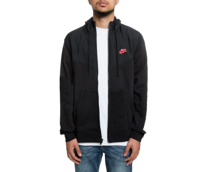 nike foundation full zip hoodie black and red
