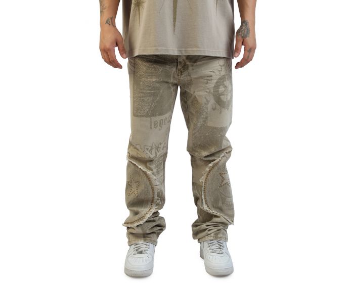 SMOKE RISE Doodle Zig Zag Stitch Pants TP26S442SK-SAND - Shiekh