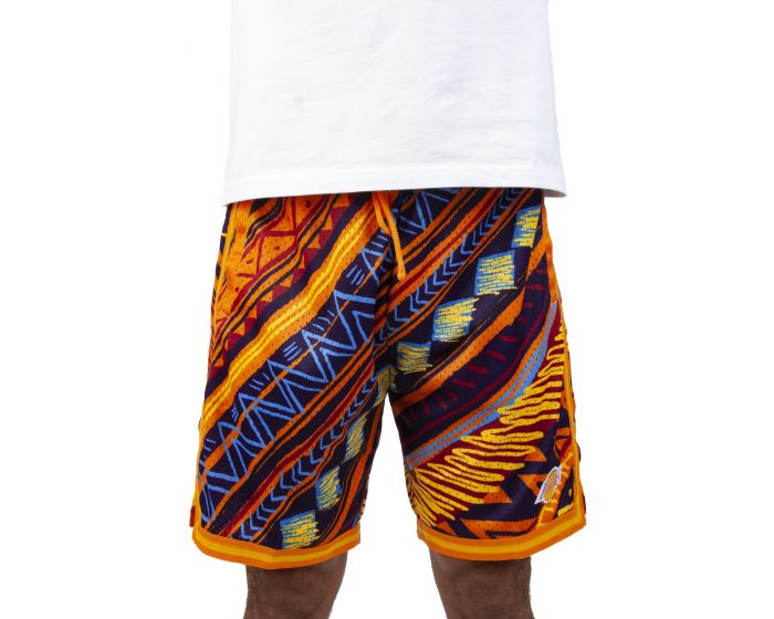 MITCHELL AND NESS Lakers Game Day Tribal Pattern Shorts PSHR4837 ...