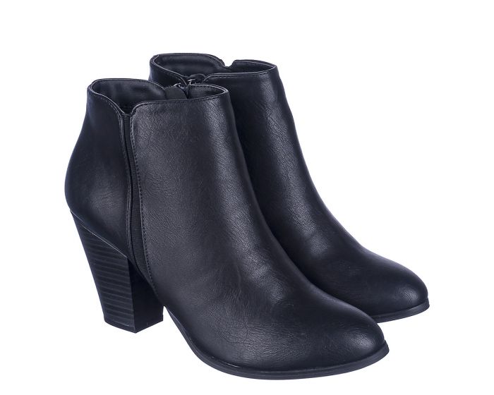 SHIEKH Women's Low Heel Ankle Boot Tevay-H FD TEVAY-H/BLACK - Shiekh