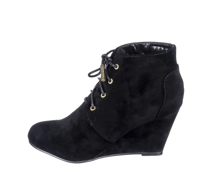 Women's Wedge Lace-Up Boots LaLa Land Black