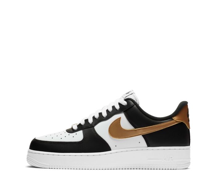 men's white and gold air force 1