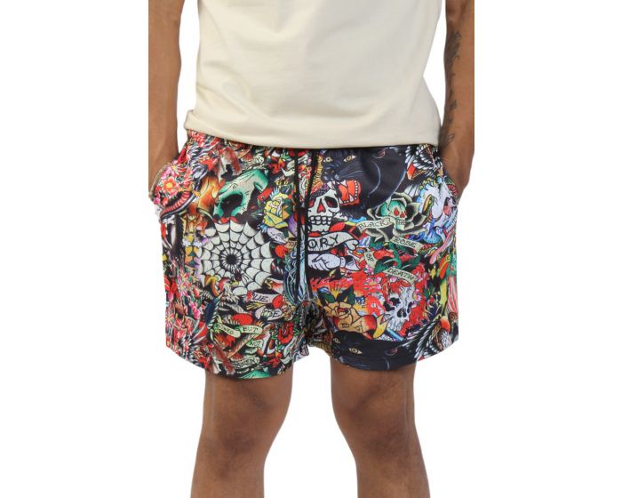 ED HARDY Tattoo Collage Mesh Shorts EHM8004-1 - Shiekh