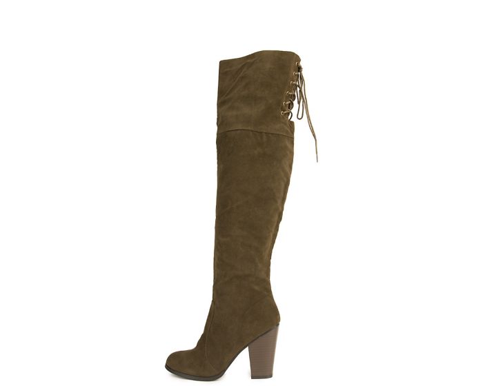 olive colored knee high boots