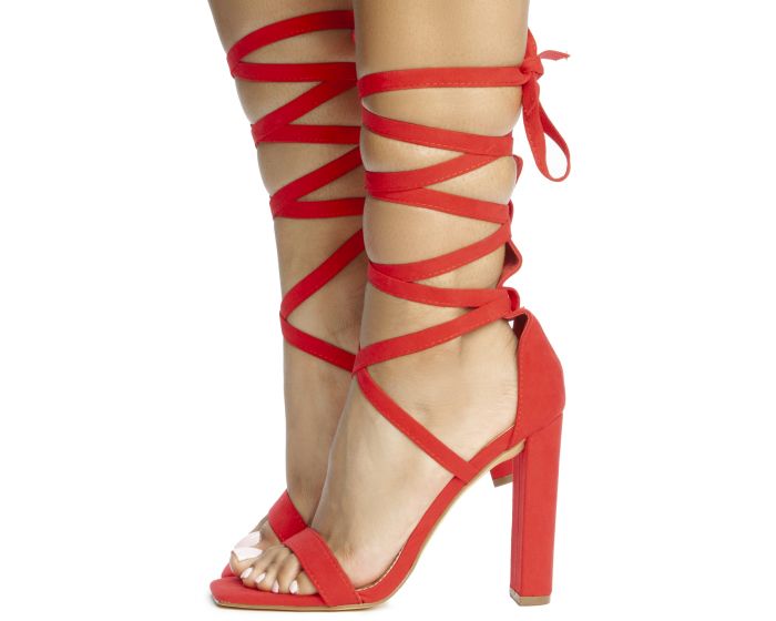 LILIANA Novax-11 Lace Up High Heel NOVAX-11-RED - Shiekh