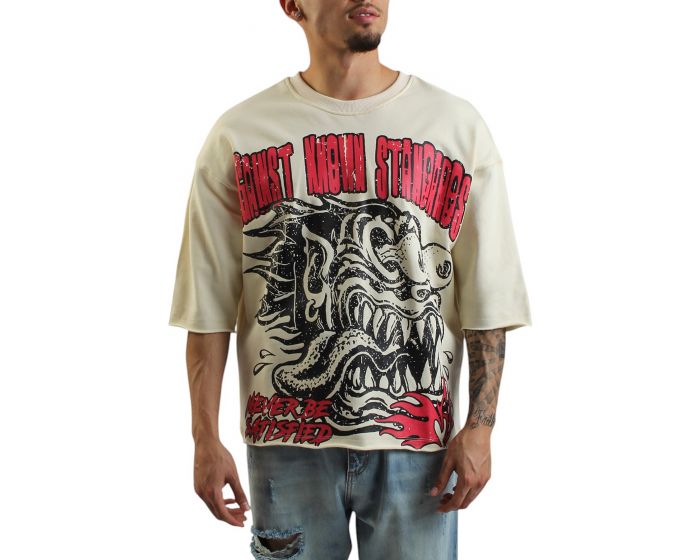 AKS Stay Hungry French Terry Cropped Shirt AKDEC25TS_14 - Shiekh