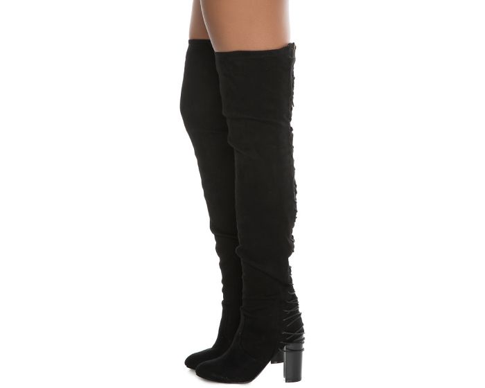 SHIEKH Addison-1 thigh High Lace-Up Boot ADDISON-1/BLACK