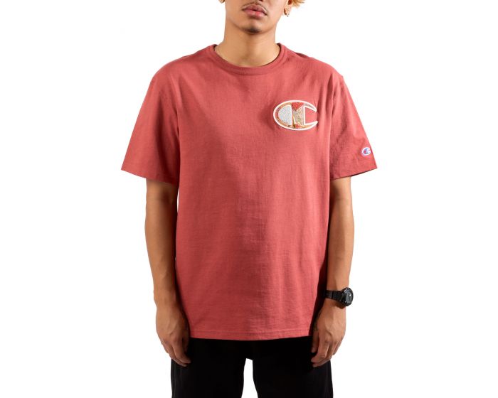 Red champion all over hot sale shirt