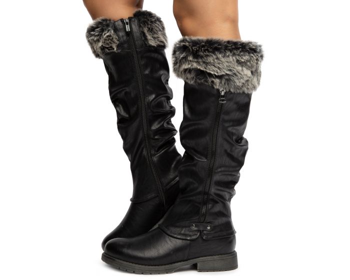 TWIN TIGER FOOTWEAR Franklyn-01 Fur Boots FRANKLYN-01KH-BLK - Shiekh