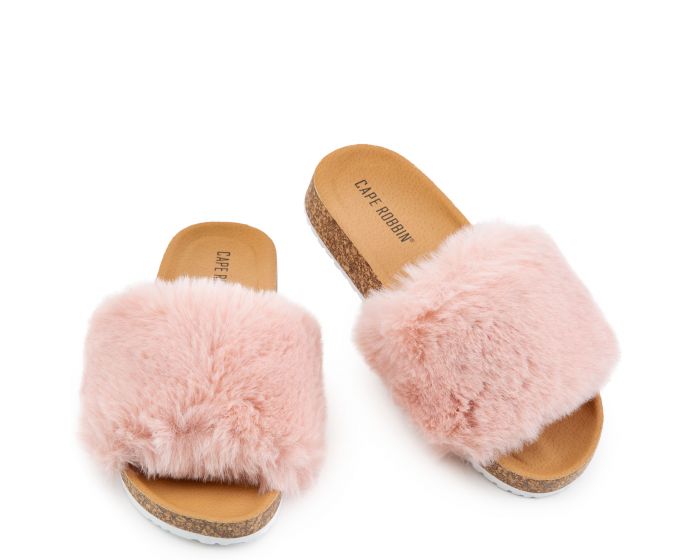 CAPE ROBBIN Teaneck Fur Sandals TEANECK-SHI-BLSH - Shiekh