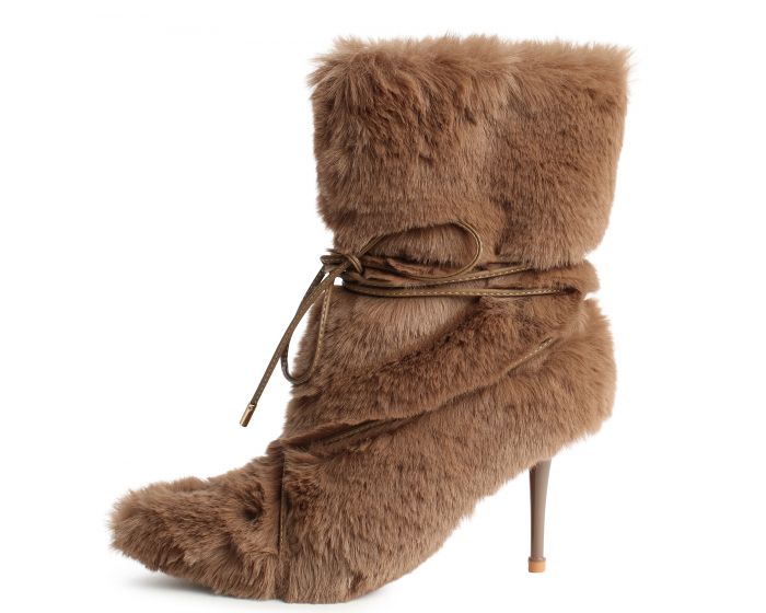 MCK FASHION INC. Chills-01High Heel Fur Boot CHILLS-01-NUD - Shiekh