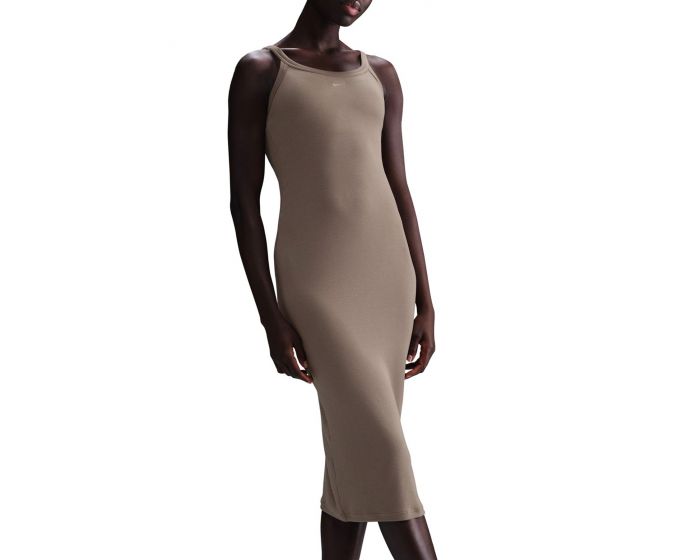 ワンピース Nike SS25 TANK MIDI DRESS (HJ0710 051) Nike Chill Knit Mini-Rib Tank Dress Kadın Beyaz Elbise