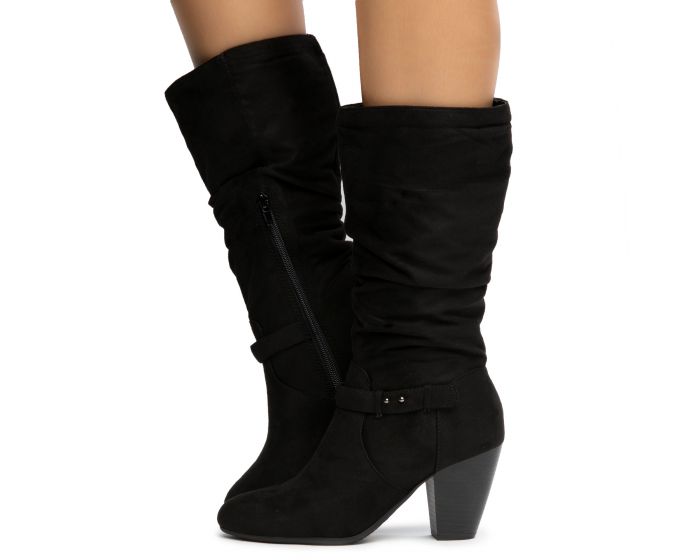 Dorri Black Suede Mid-Calf Sock Boots