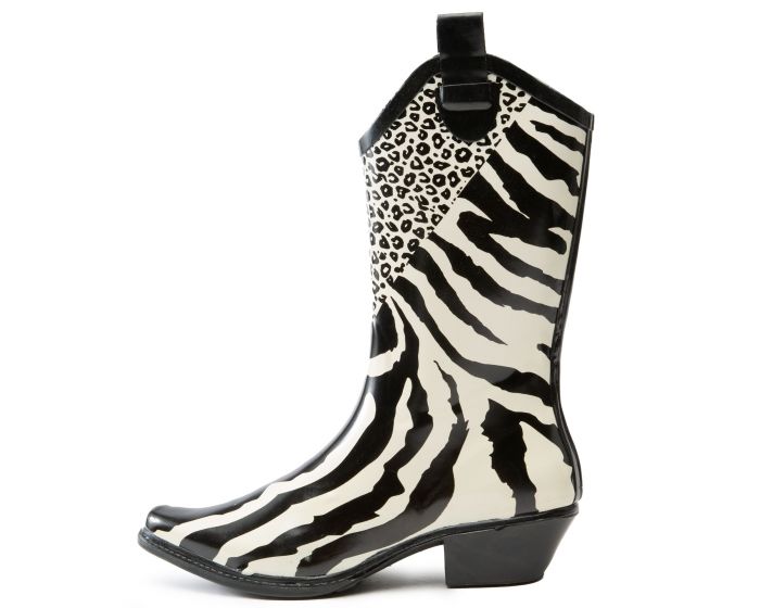 TWIN TIGER Buckle-01 Animal Print Rubber Boot BUCKLE-01 BK - Shiekh