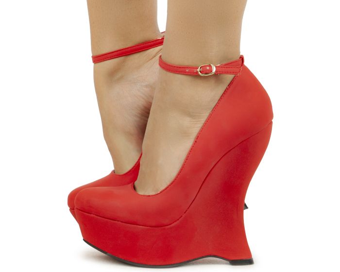 red heels and wedges