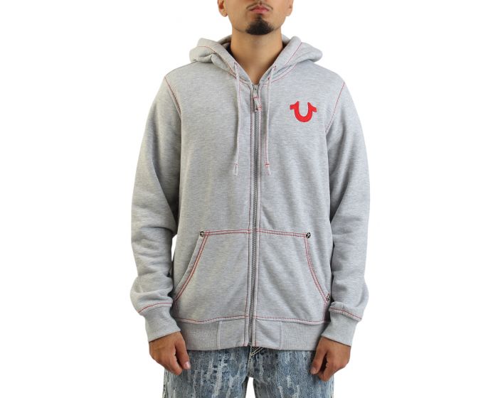 TRUE RELIGION ジップパーカー　グレー SUPER QT BOXY ZIP HOODIE