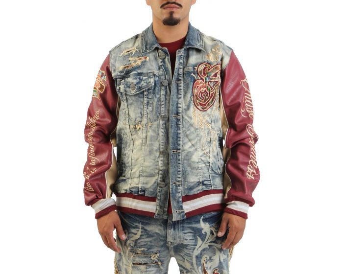 ミュージシャン JSF Delivery Jacket Feat. COOK The BONEZ SMOKE RISE Grandeur Varsity Jacket JJ25514SK-TOAST - Shiekh