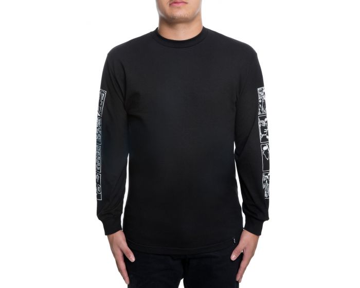 HUF The Peanuts Spike Strips Long Sleeve in TS00685BLACK Shiekh