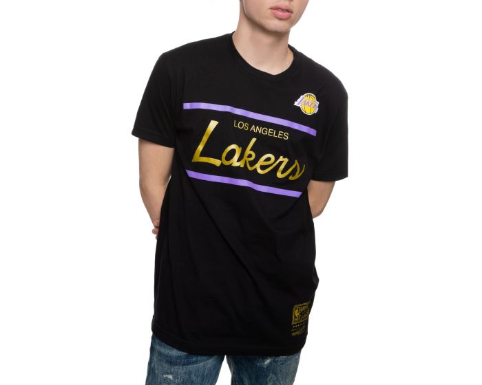 MITCHELL AND NESS Los Angeles Lakers Golden Script Tee BMTRMM18171 ...