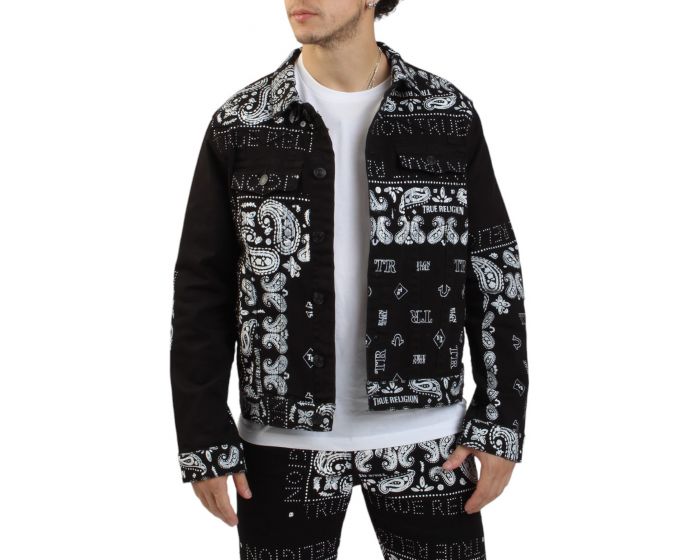 TRUE RELIGION Jimmy Paisley Denim Jacket 108170-BLK - Shiekh