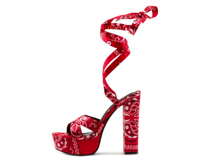 black bandana platform heels