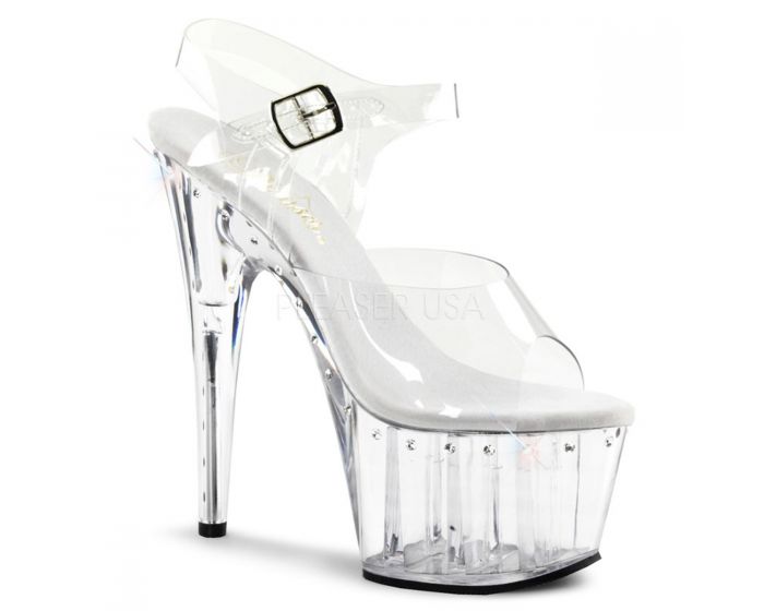 Pleaser Women's Ado-708ls Platform Dress Sandal - Sparkling Clear Heels With Ankle Strap - View #9