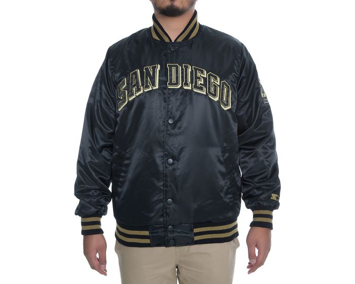 Black Full-Zip Satin San Diego Padres MA-1 Bomber Jacket