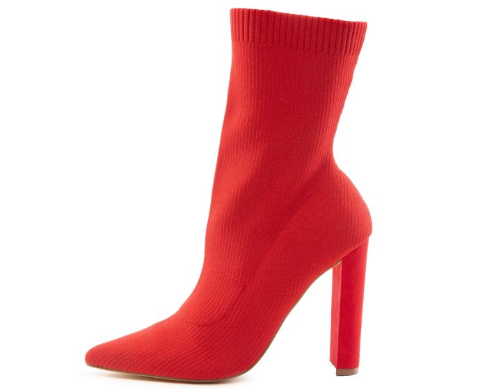 LILIANA Knitted Ankle Bootie FLASHY-1-RED - Shiekh
