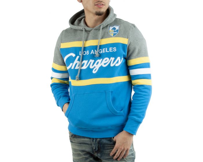 Mitchell & Ness Detroit Lions Blue/Heather Gray Head Coach Pullover Hoodie