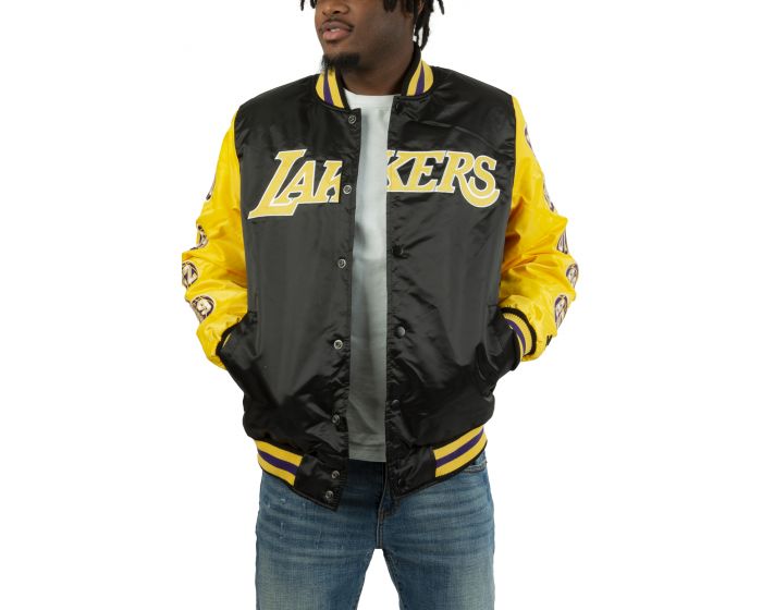 Satin Big Logo Los Angeles Lakers Yellow Jacket - Jacket Makers