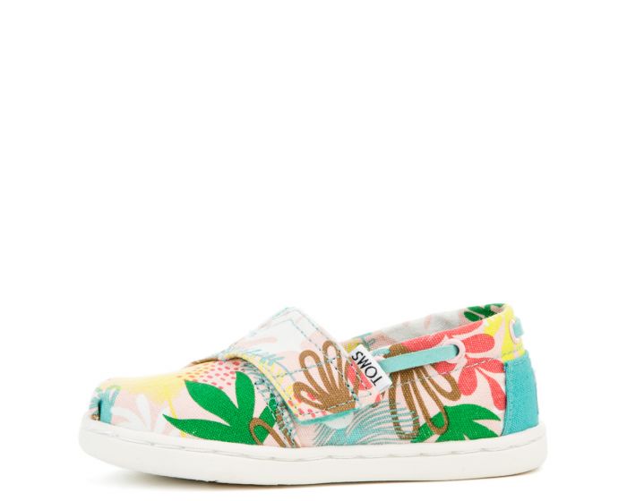 TOMS Tiny Toms Biminis Tropical Palms Pink Sneakers 10010052 - Shiekh