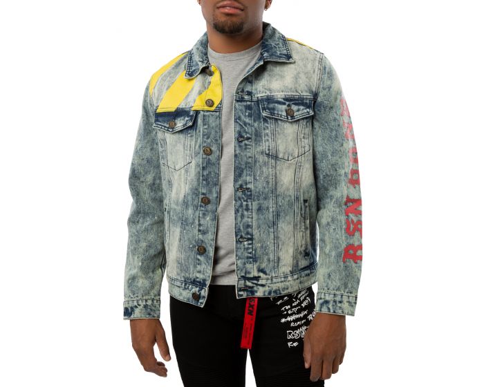 REASON Caution Denim Jacket U1-400BLU - Shiekh