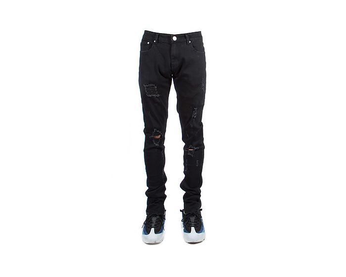 Jafrum Mens Black SOA Club Style Zipper and Snap Closure Denim