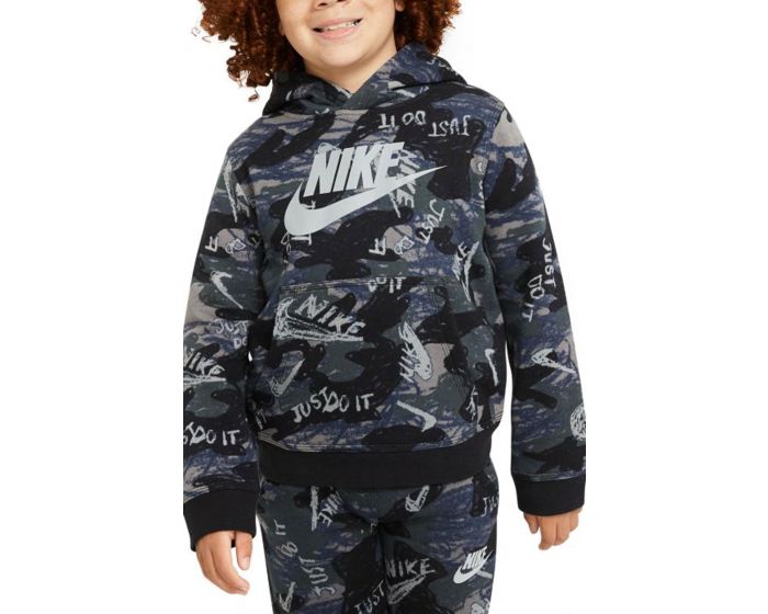 NIKE Kids Printed Pullover Shiekh Sportswear Fleece Club Hoodie 010 - CU8927