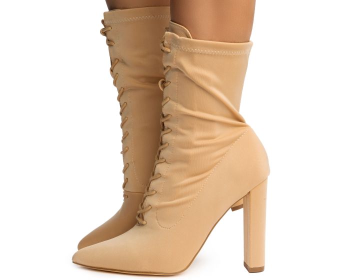 LILIANA Flashy 3 Lace Up Heel Bootie FLASHY 3 NUD Shiekh