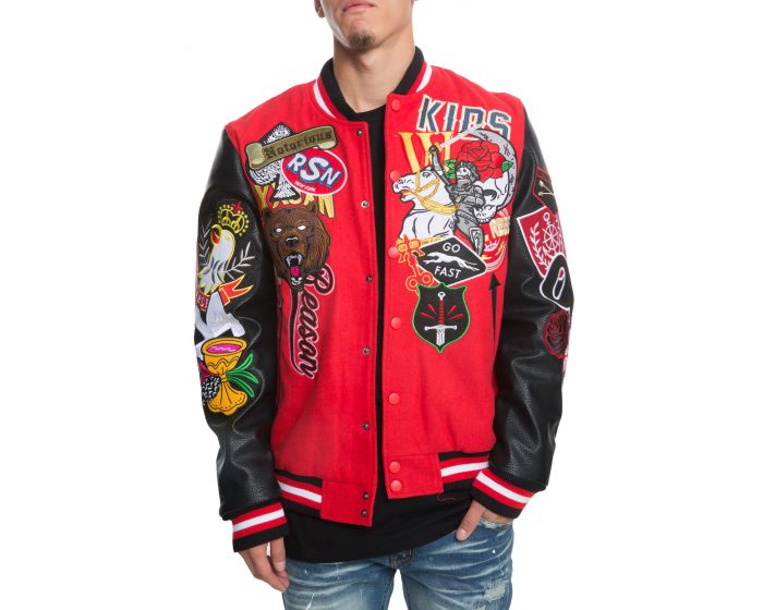 REASON The Reginals Varsity Jacket in Red and Black H9-222-R