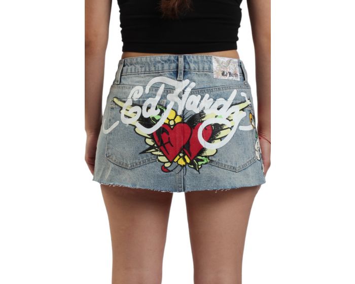 【Anyone more】Hardy damage blue mini skirt Blue Ed Hardy Cross Denim Mini Skirt - JD Sports Global