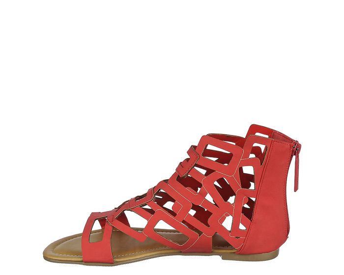 red womens flat sandals